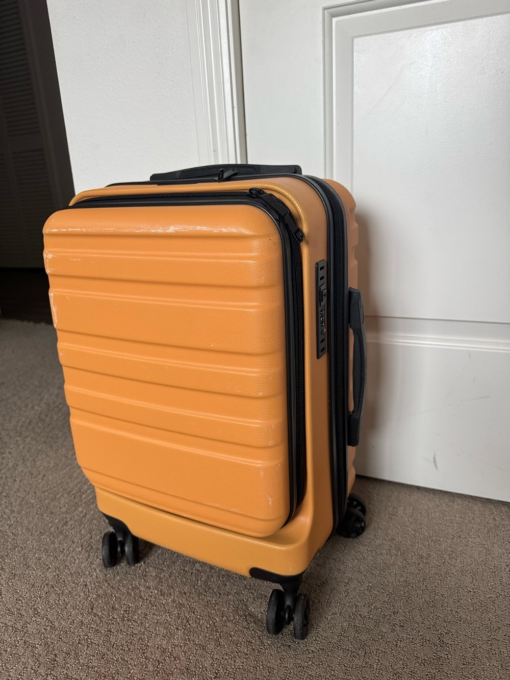Hard Shell Carry-On Suitcase in Mustard Orange